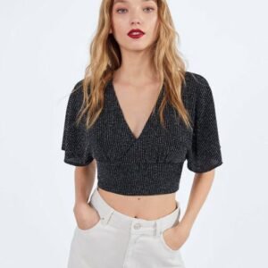 Shimmery T-shirt with open back