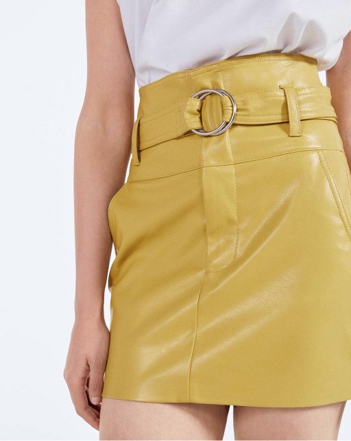 Faux leather skirt with belt - Image 3