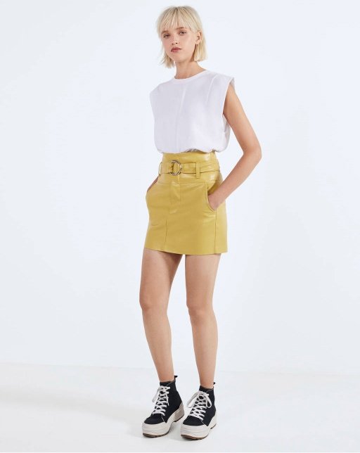Faux leather skirt with belt - Image 4