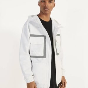 White jacket with reflective detail