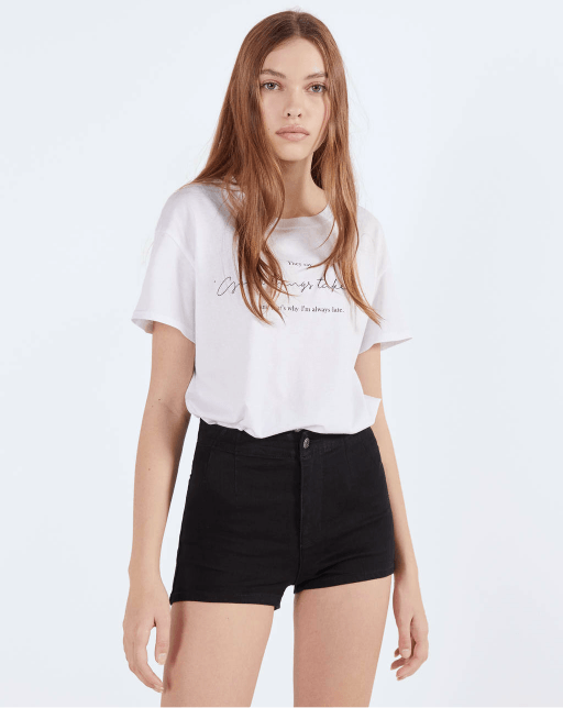 High waist denim shorts black