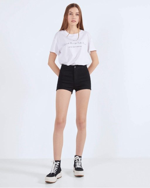 High waist denim shorts black - Image 4
