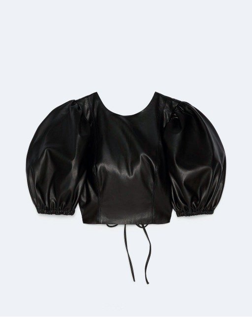 Faux leather blouse with voluminous sleeves - Image 5