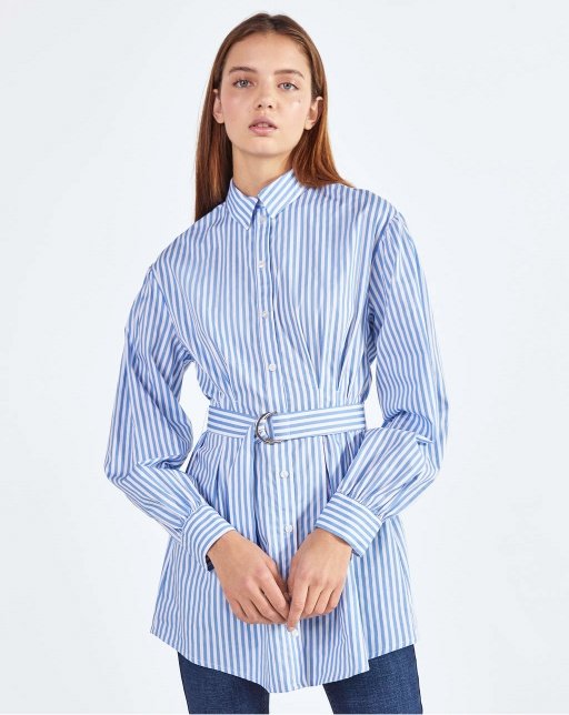 Poplin shirt with belt