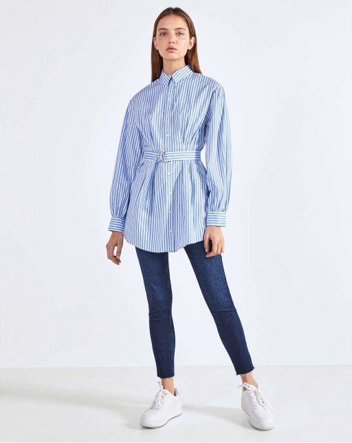 Poplin shirt with belt - Image 4